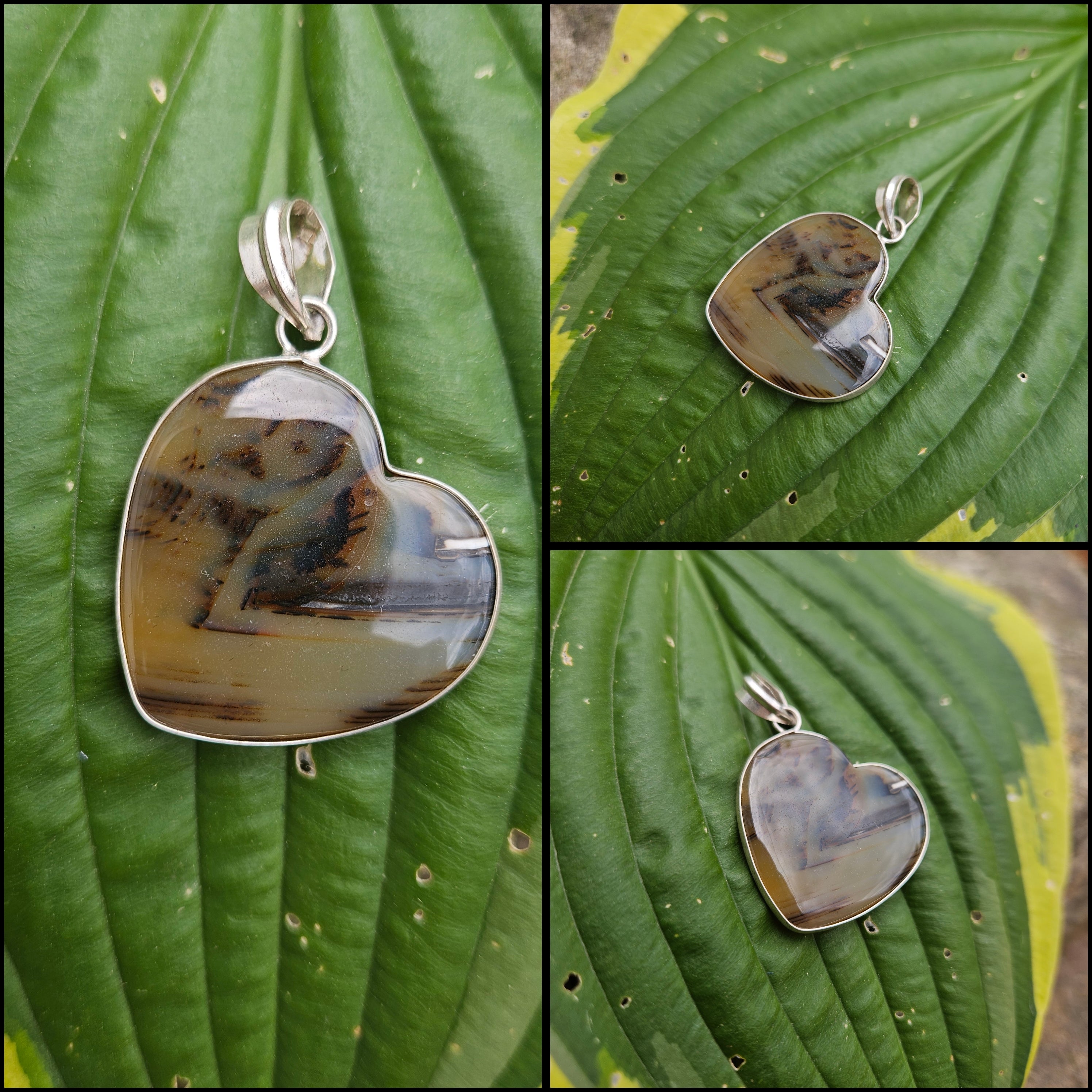 Sterling Silver Agate Heart Pendant