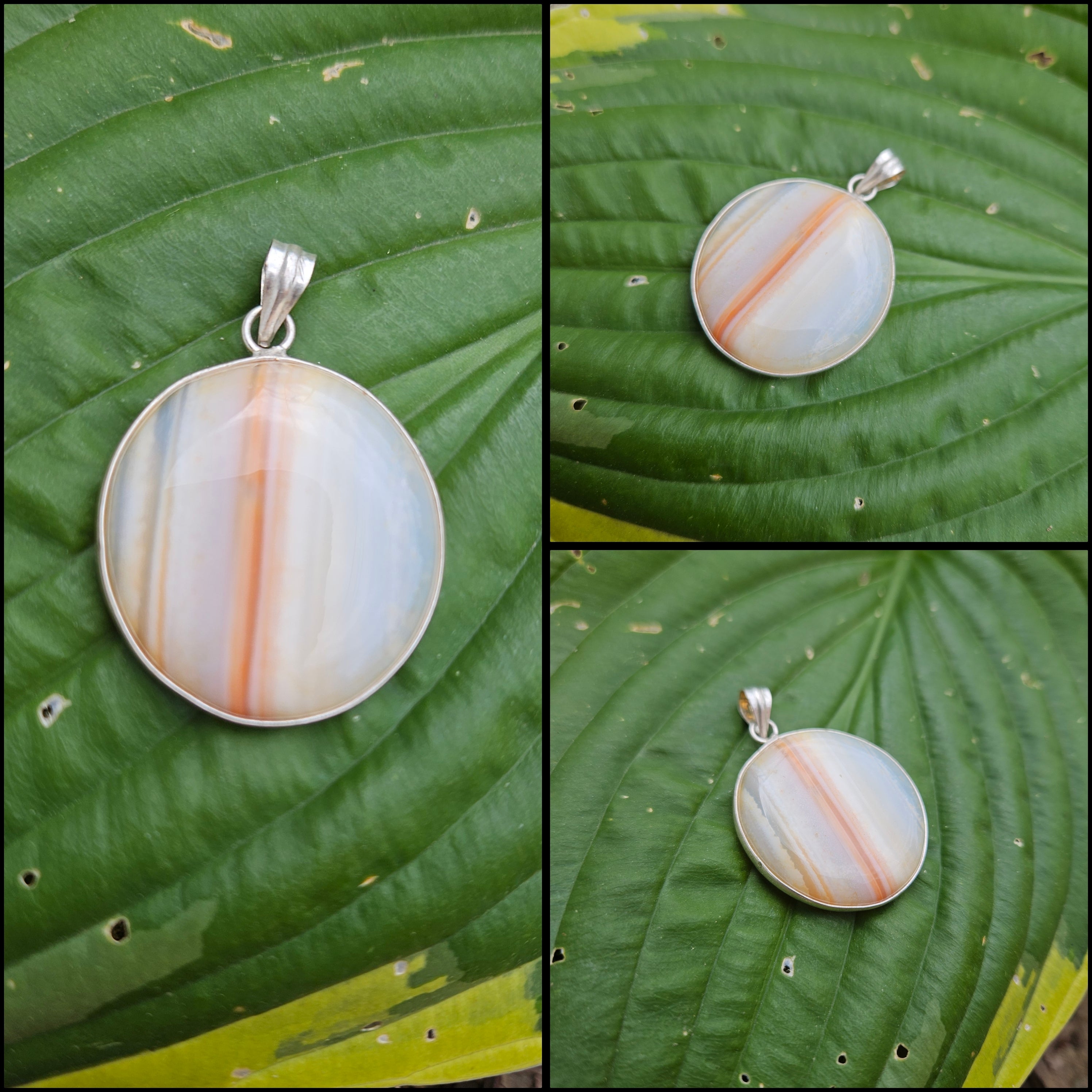 Sterling Silver Banded Onyx Pendant