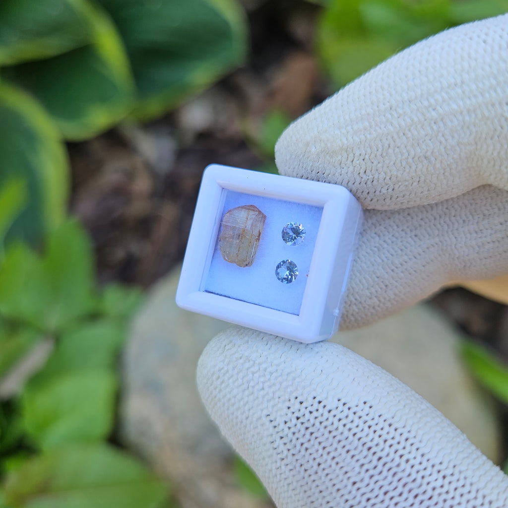 Tanzanite Natural Unheated Crystal and Facet set.